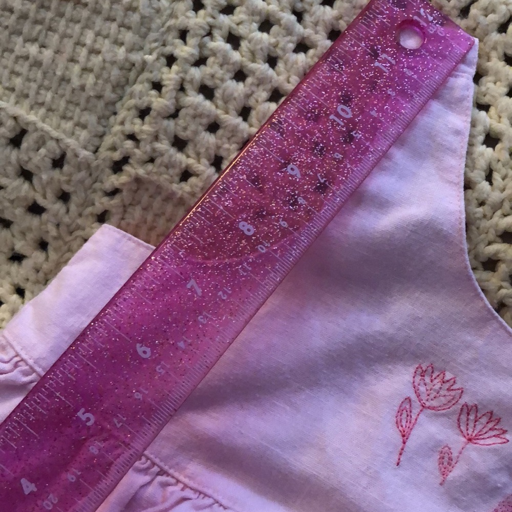 Zoey Soft Pink Floral Embroidery Sleeveless Summer Dress Girl’s Sz 5 Linen Blend - Picture 9 of 12